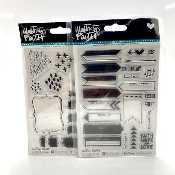 Clear Stamps Planner Bible Church Boarders Frames Texture Faith Hope Love God - Picture 1 of 5